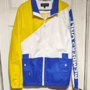 Members Only Color Block Vintage All Weather Jacket with Stand-Up Collar 1980s